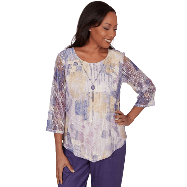 Womens Alfred Dunner Grand Bazaar Stained Glass Mesh Blouse