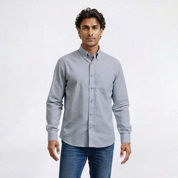 Mens Preswick & Moore(R) Regular Fit Plaid Dress Shirt - Blue - image 