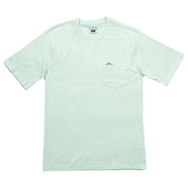 Mens Joe Marlin Perfect Storm Short Sleeve Pocket Tee with Fish - image 