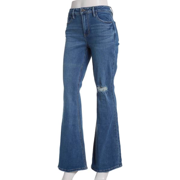 Juniors California Vintage Farrah Distressed Flare Jeans - image 