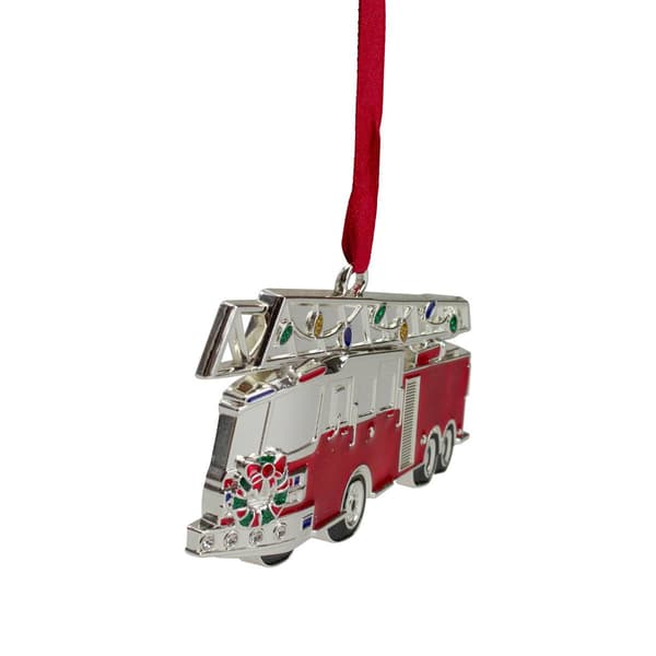 Northlight Seasonal Silver Plated Fire Truck Christmas Ornament