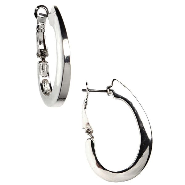 Napier Large Silver Hoop Earrings - image 