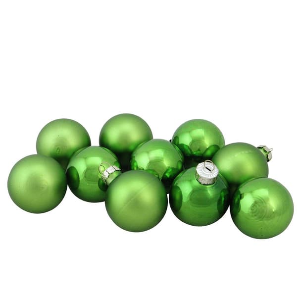 Northlight Seasonal 10ct. Grass Green Glass Christmas Ornaments - image 