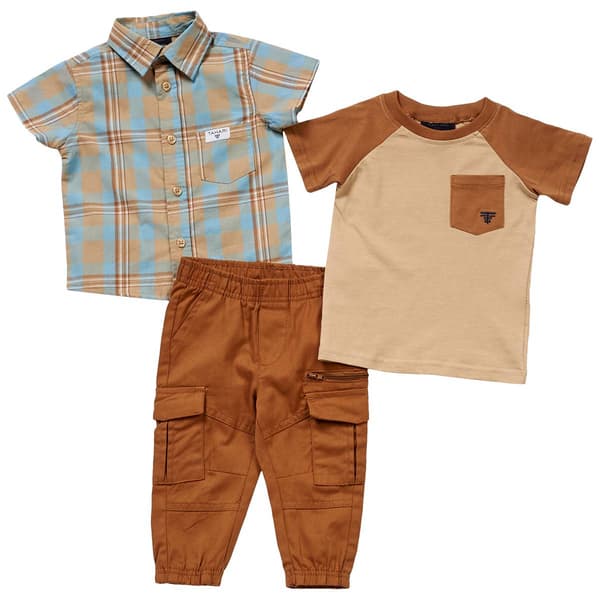 Baby Boy &#40;12-24M&#41; Tahari Short Sleeve Tee/Button Down & Pants Set - image 