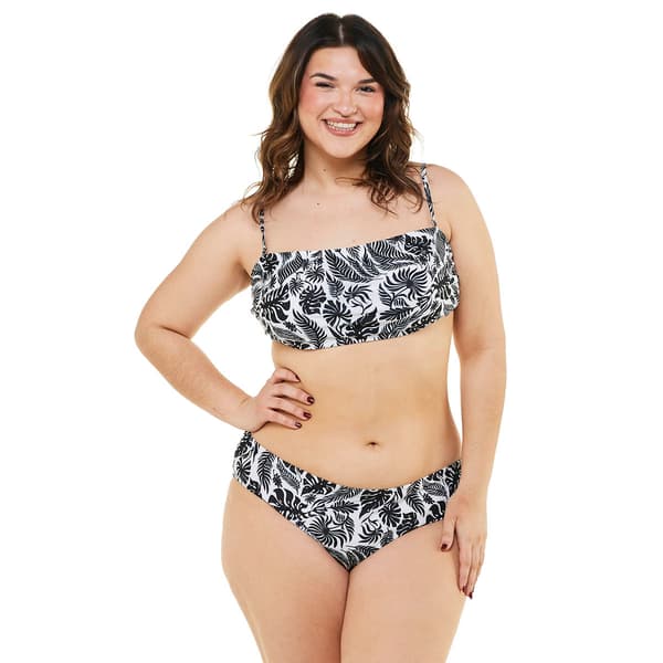 Juniors Plus YMI(R) 2pc. Bandeau Bikini Swim Set-Black Leaf