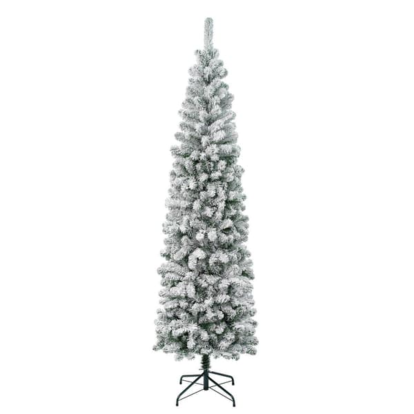 National Tree 7.5ft Acacia Pencil Slim Snow Covered Tree - image 
