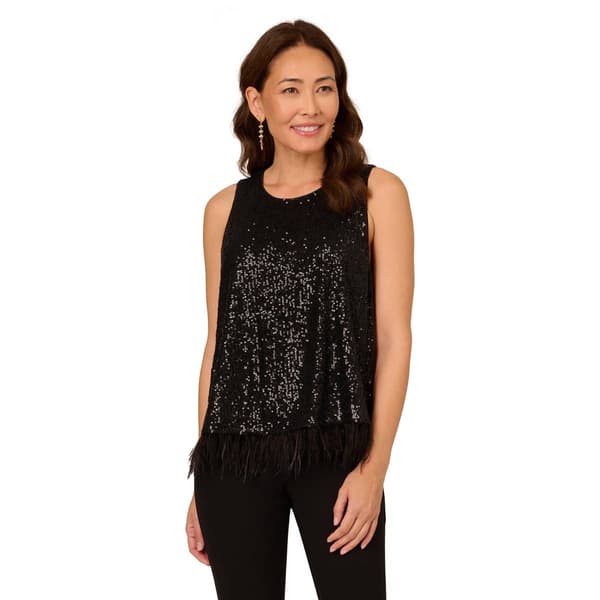 Womens Adrianna Papell Sleeveless Crew Neck Sequin Top - image 