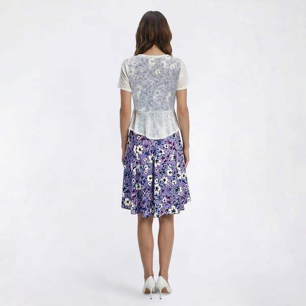 Womens Perceptions Short Sleeve Floral Eyelet Jacket Dress