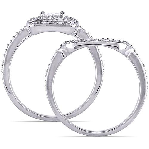 Loveblooms™ Princess & Round 1/3ctw. Diamond Bridal Ring Set