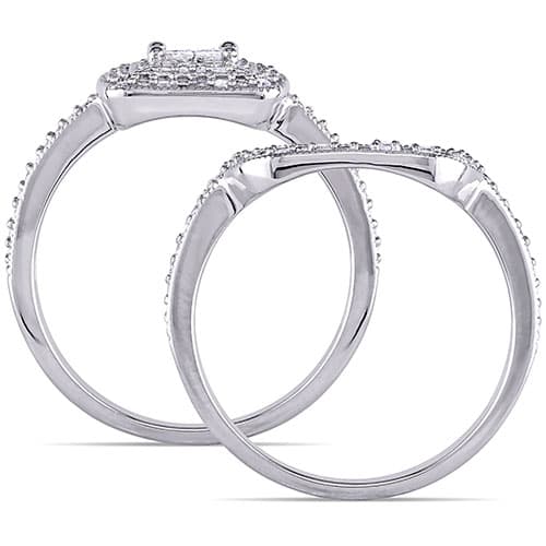 Loveblooms™ Princess & Round 1/3ctw. Diamond Bridal Ring Set