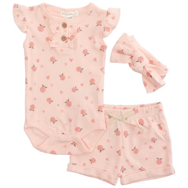 Baby Girl (NB-9M) Willow & Whimsy(R) Peach & Heart Shorts Set - image 
