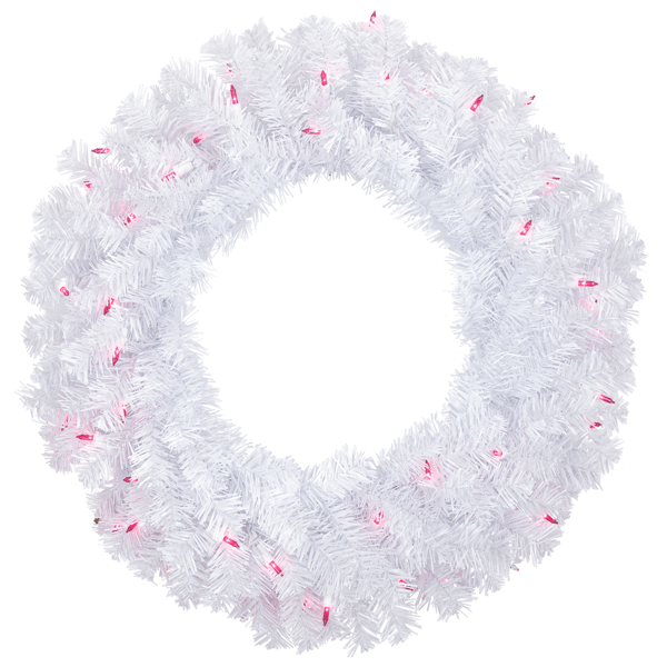 Northlight Pre-Lit Woodbury Pine Pink Lights Christmas Wreath