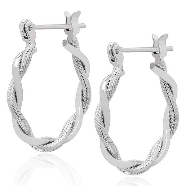 Gianni Argento 20mm Swirl Texture Hoop Earrings - image 
