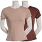 Juniors Pink Rose 2pk. Contour Knit Crew Neck Tees - image 1
