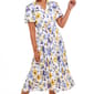 Womens Sharagano Puff Sleeve Floral Pleated Midi Dress - image 3