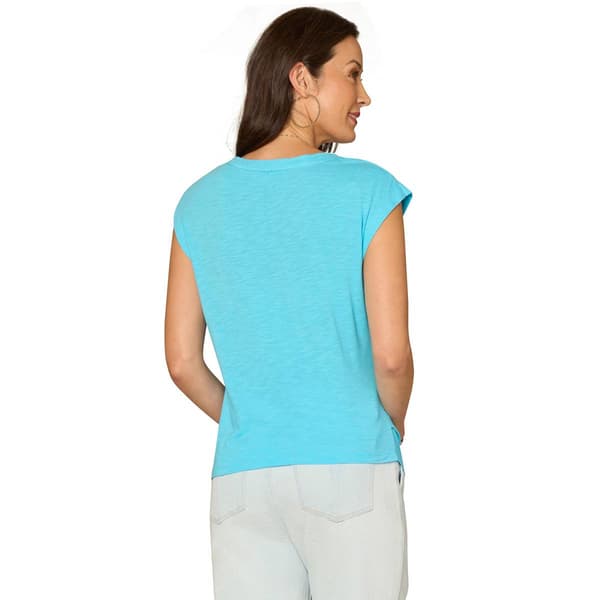 Womens Democracy Cap Sleeve Floral Side Ruch Tee