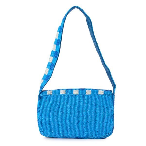 SOL and MER Beaded Gingham Lobster Shoulder Bag