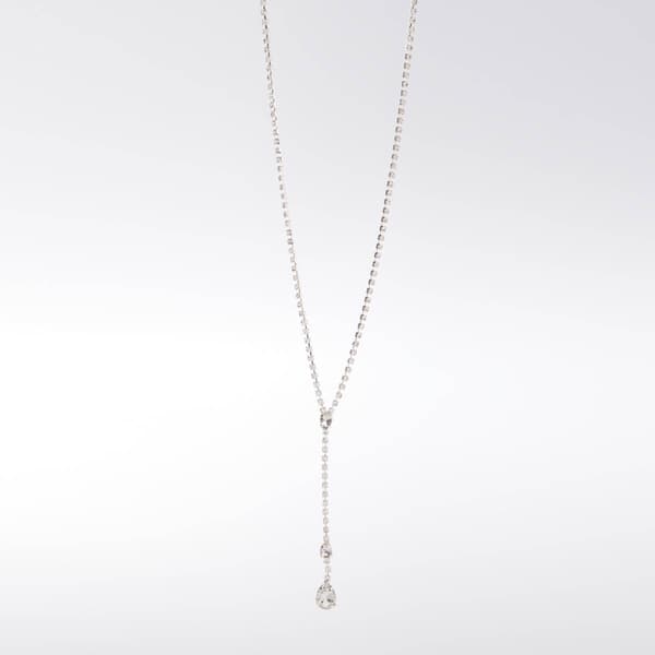 Rosa Rhinestones Long Pear Drop Y-Necklace - image 