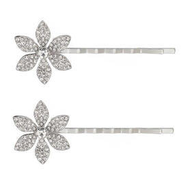 Roman Clear Social 2pc. Silver-Tone Crystal Flower Hair Pin Set
