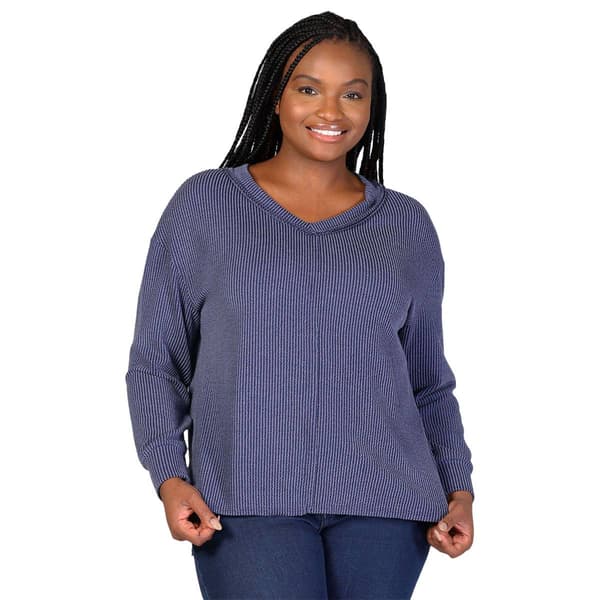 Plus Size 24/7 Comfort Apparel Relaxed Fit V Neck Sweater Top