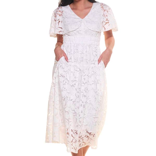 Womens Rabbit Rabbit Rabbit Capelet Overlay Burnout Midi Dress