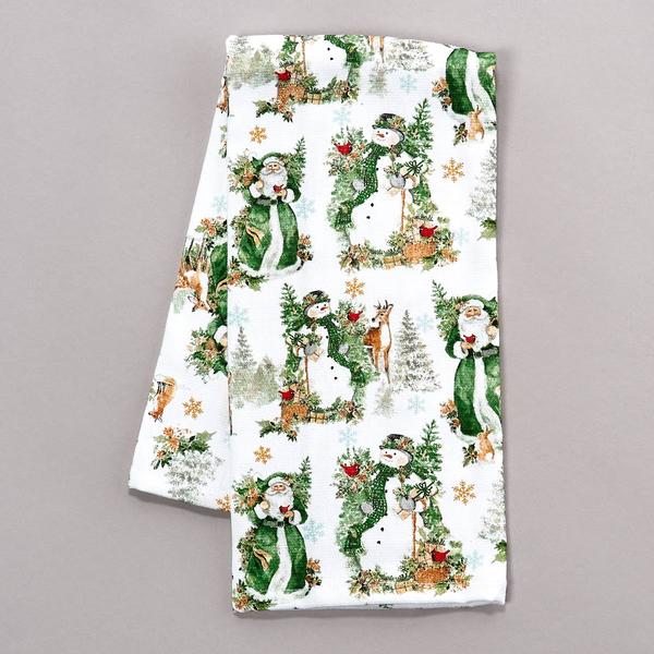 Kay Dee Sage Santa & Snowman Toss Dual Purpose Kitchen Towel - image 