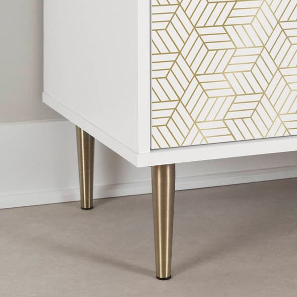 South Shore Maliza White & Gold Geometric Storage Cabinet
