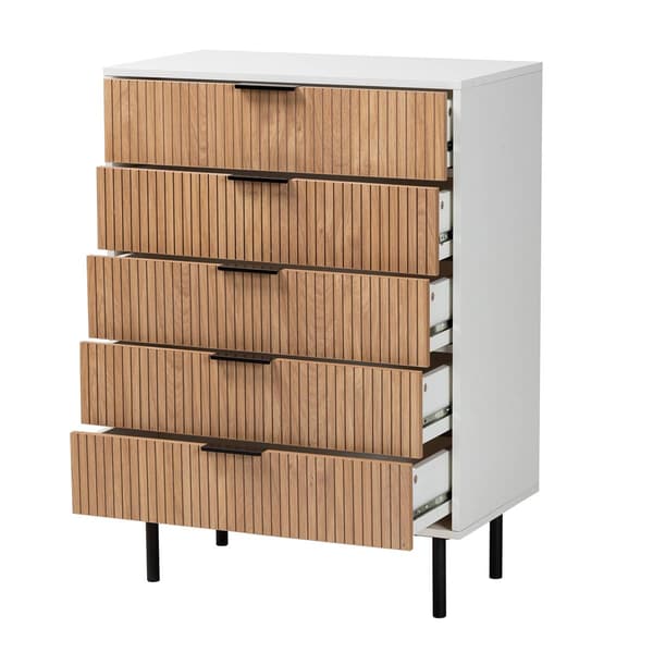 Baxton Studio Karima Two-Tone Wood 5-Drawer Storage Cabinet