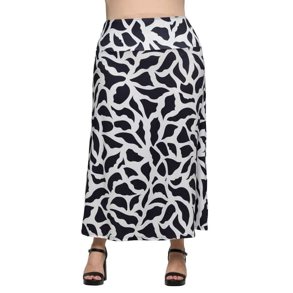 Plus Size 24/7 Comfort Apparel Geo Print  A Line Maxi Skirt - image 