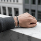 Mens Iron Saints Silver Dual Layer Blue Bead Id Plate Bracelet - image 2