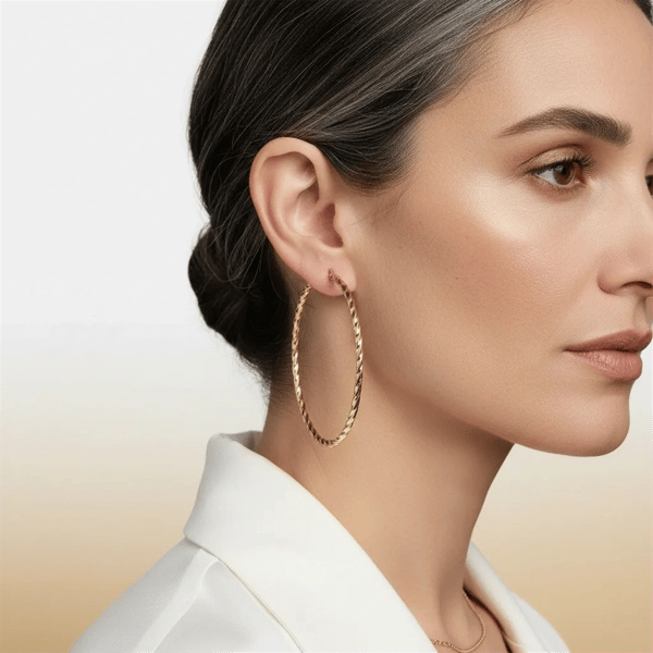 Saffron 60mm 18kt. Gold Plated Twisted Hoop Earrings