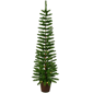 Santa''s Workshop 5ft. Pre-Lit Warm White Green Slim Potted Tree - image 1