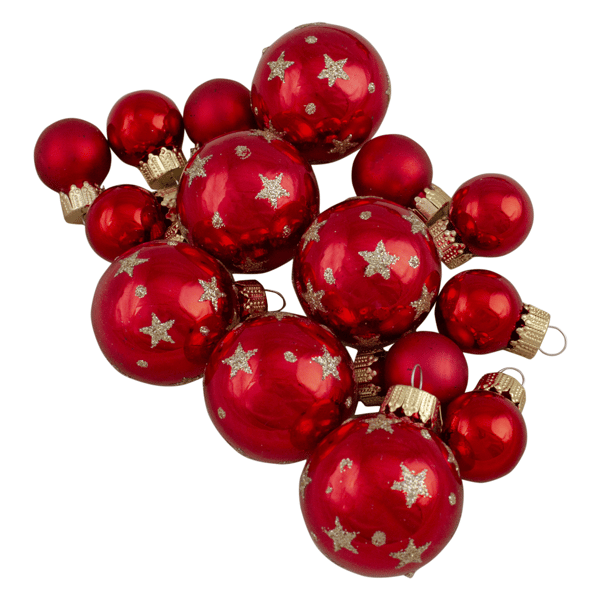 Northlight 16pc. Red Star Christmas Glass Ball Ornaments