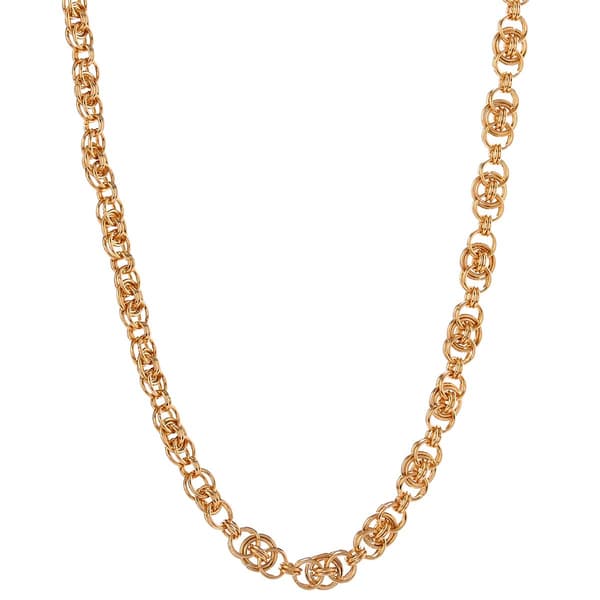 Design Collection 18 Gold-Tone Round Link Interlock Necklace - image 
