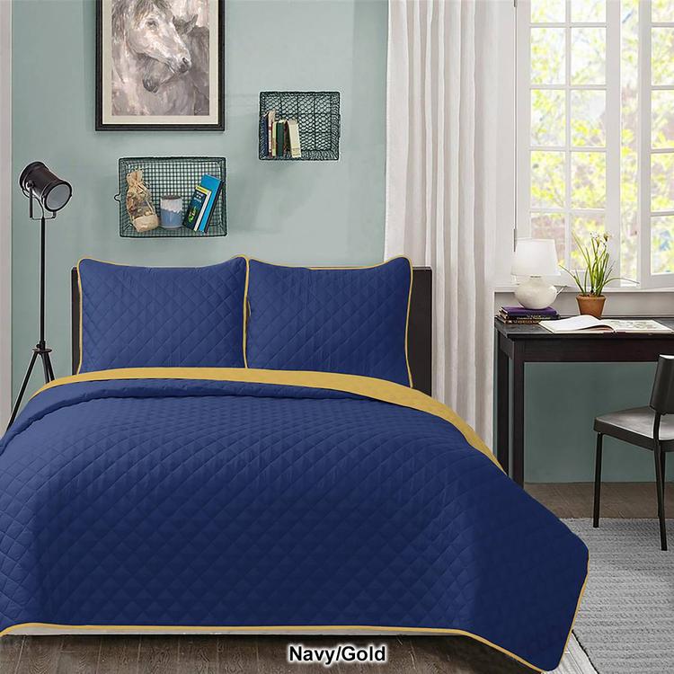University 3pc. Solid Reversible Quilt Set