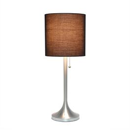 Simple Designs Brushed Tapered Table Lamp w/Fabric Drum Shade
