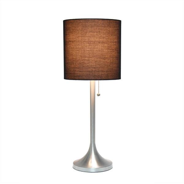 Simple Designs Brushed Tapered Table Lamp w/Fabric Drum Shade - image 