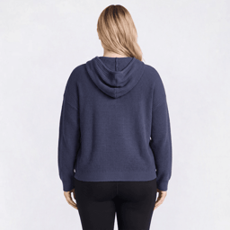Juniors Plus No Comment Long Sleeve Hooded Waffle Sweater Jacket