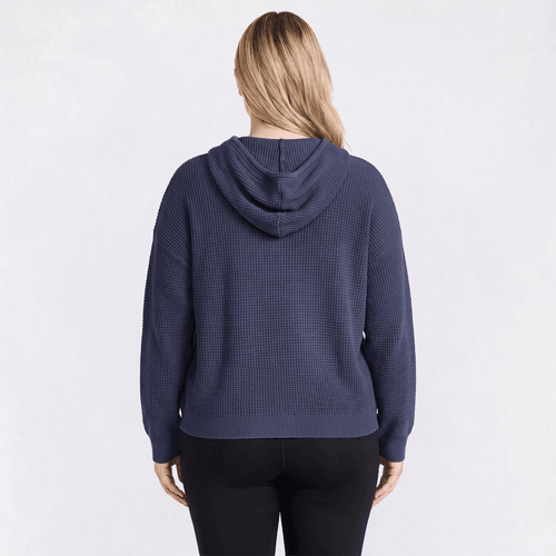 Juniors Plus No Comment Long Sleeve Hooded Waffle Sweater Jacket