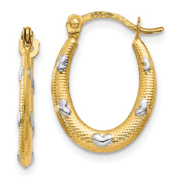 Gold Classics&#40;tm&#41; 14k Gold Hollow Oval & Hearts Hoop Earrings - image 