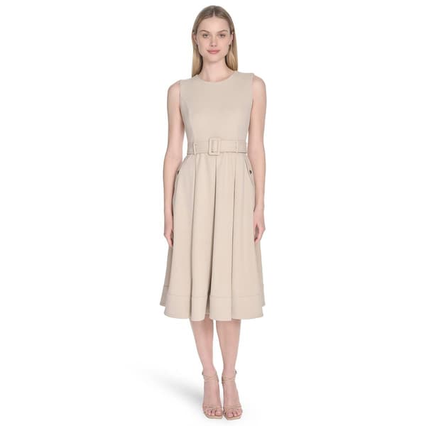 Womens Calvin Klein Sleeveless Belt Fit & Flare Dress - image 