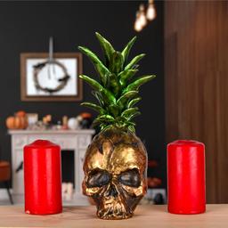 National Tree 14in. Halloween Pineapple Skull Tabletop Décor