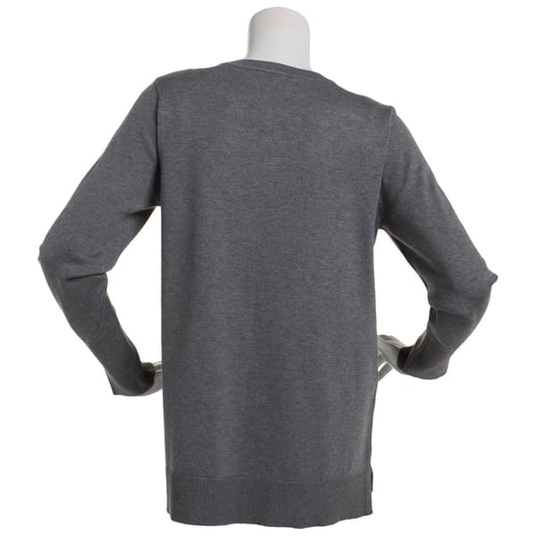 Womens Retrology Crew Neck Button Sleeve Side Slit Sweater