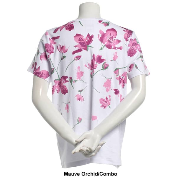 Petite Hasting & Smith Short Sleeve Round Neck Floral Tee