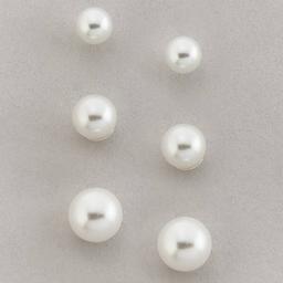 Design Collection Graduated Pearl Trio Stud Earrings