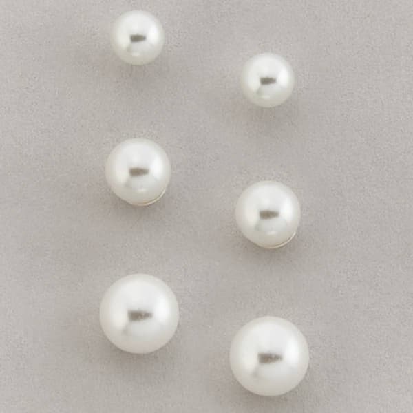 Design Collection Graduated Pearl Trio Stud Earrings - image 