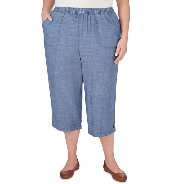 Plus Size Alfred Dunner Blue Bayou Textured Capris - image 
