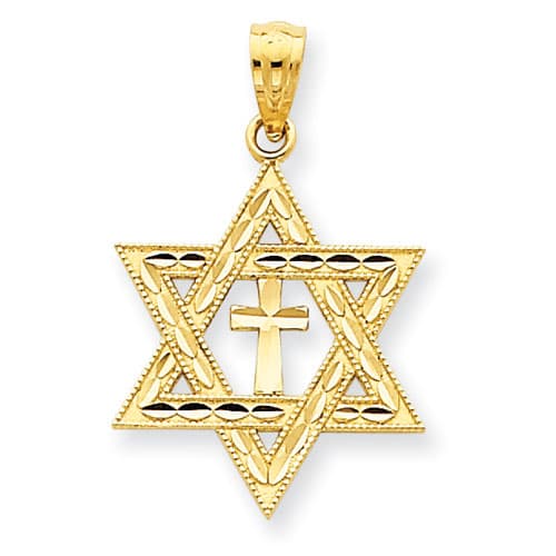 Unisex Gold Classics&#40;tm&#41; 14kt. Diamond Cut Star of David Pendant - image 