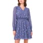 Womens MSK Long Sleeve Dots V-Neck Chiffon Tier Blouson Dress - image 1