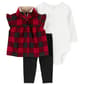 Baby Girl &#40;3-24M&#41; Carters&#40;R&#41; 3pc. Plaid Fleece Vest Set - image 1